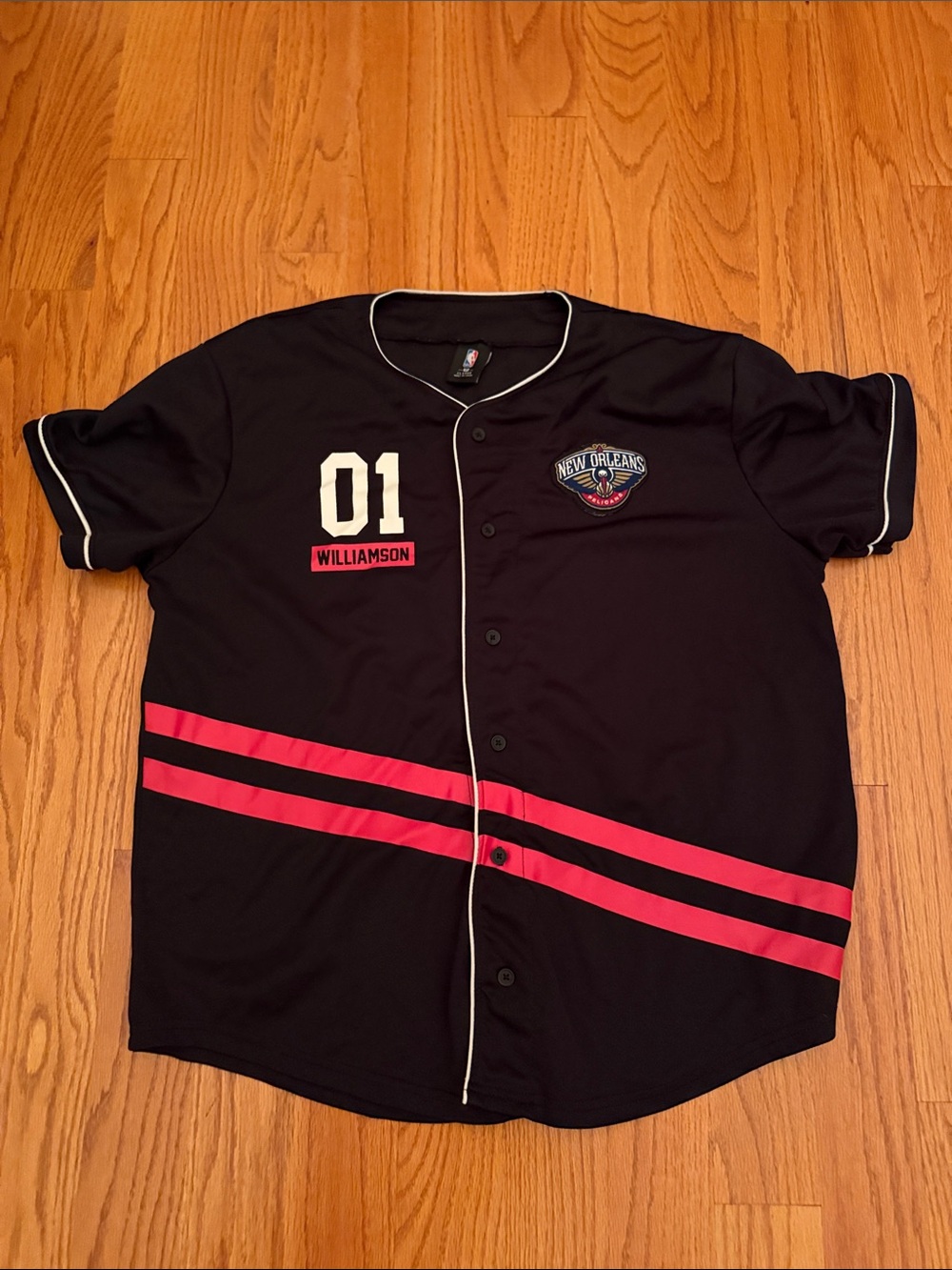 New Orleans Pelicans Black & Red Baseball Style Shirt Williamson #01 Size XL